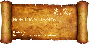 Mudri Kálmán névjegykártya
